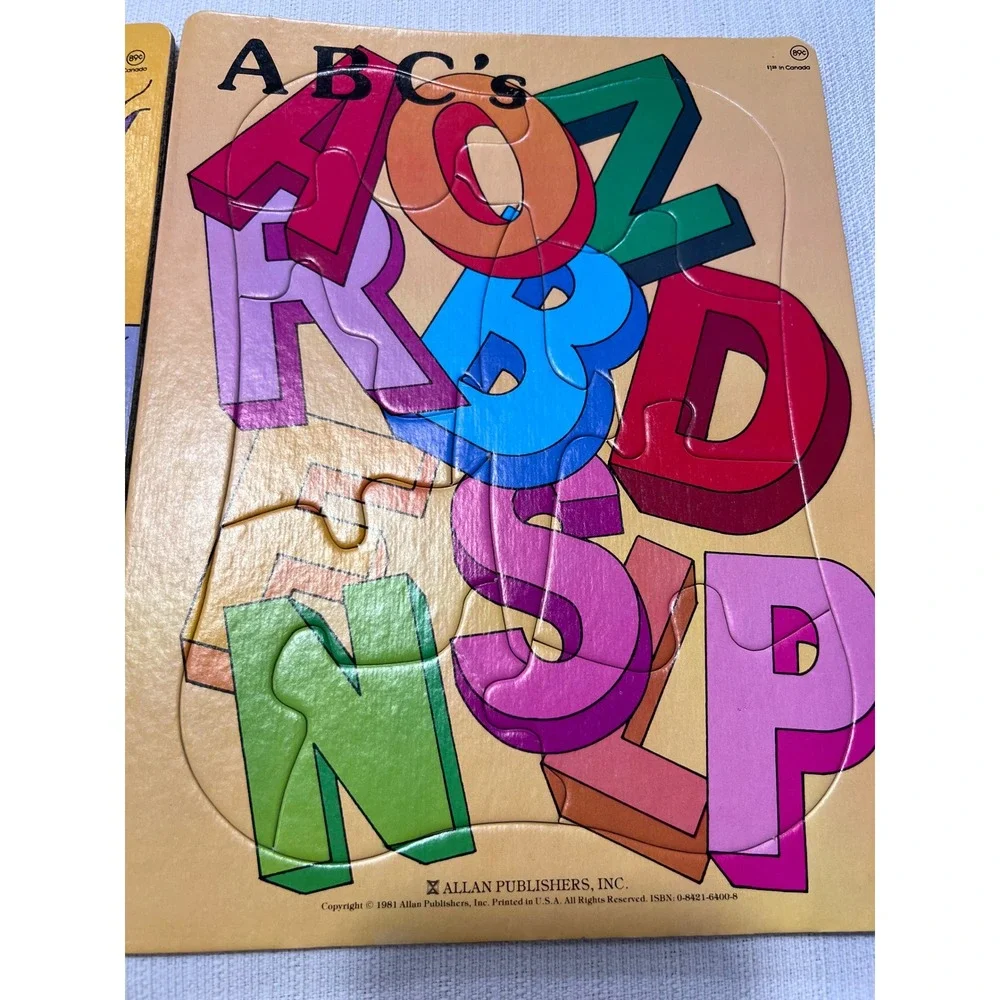 Vintage 1981 Allan Publishers Tray Puzzle Lot Pinocchio Deputy Dawg ABCs 3pc